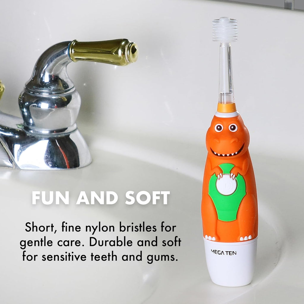 Brilliant Oral Care Kids Sonic Toothbrush Soft Replacement Heads, for Children Ages 5+, Orange, 2 Pack