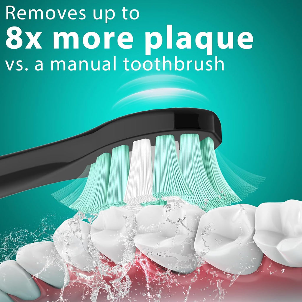 Toothbrush Heads for Philips Sonicare Replacement Heads, C2 Brush Head Compatible with Phillips Sonicare Click-on 4100 5100 6100 Electric Toothbrush, 4 Pack, Black