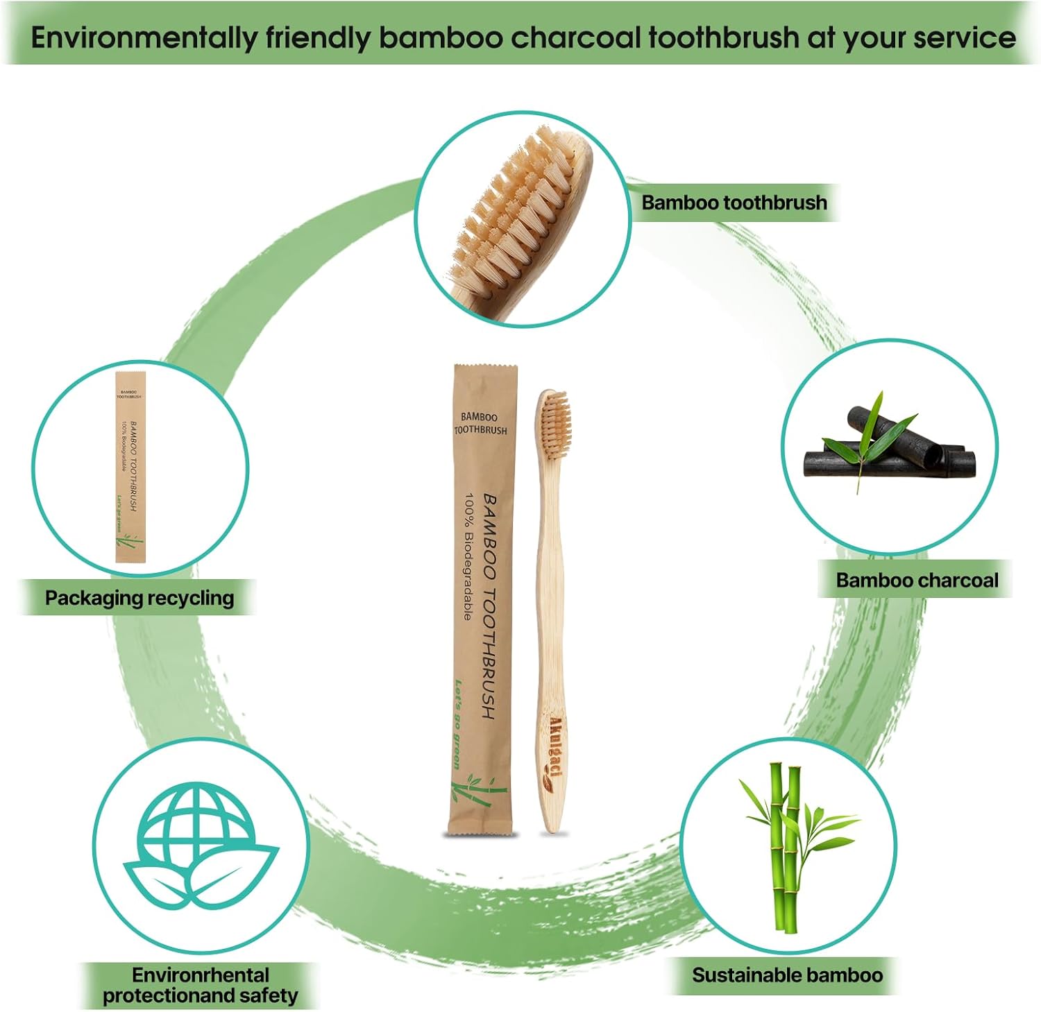 100 Pack Bamboo Toothbrushes for Adults, Biodegradable Soft Bristles Toothbrushes, Eco-Friendly Natural Reusable Wooden Toothbrush in Bulk for Camping Trips Hotel Travel
