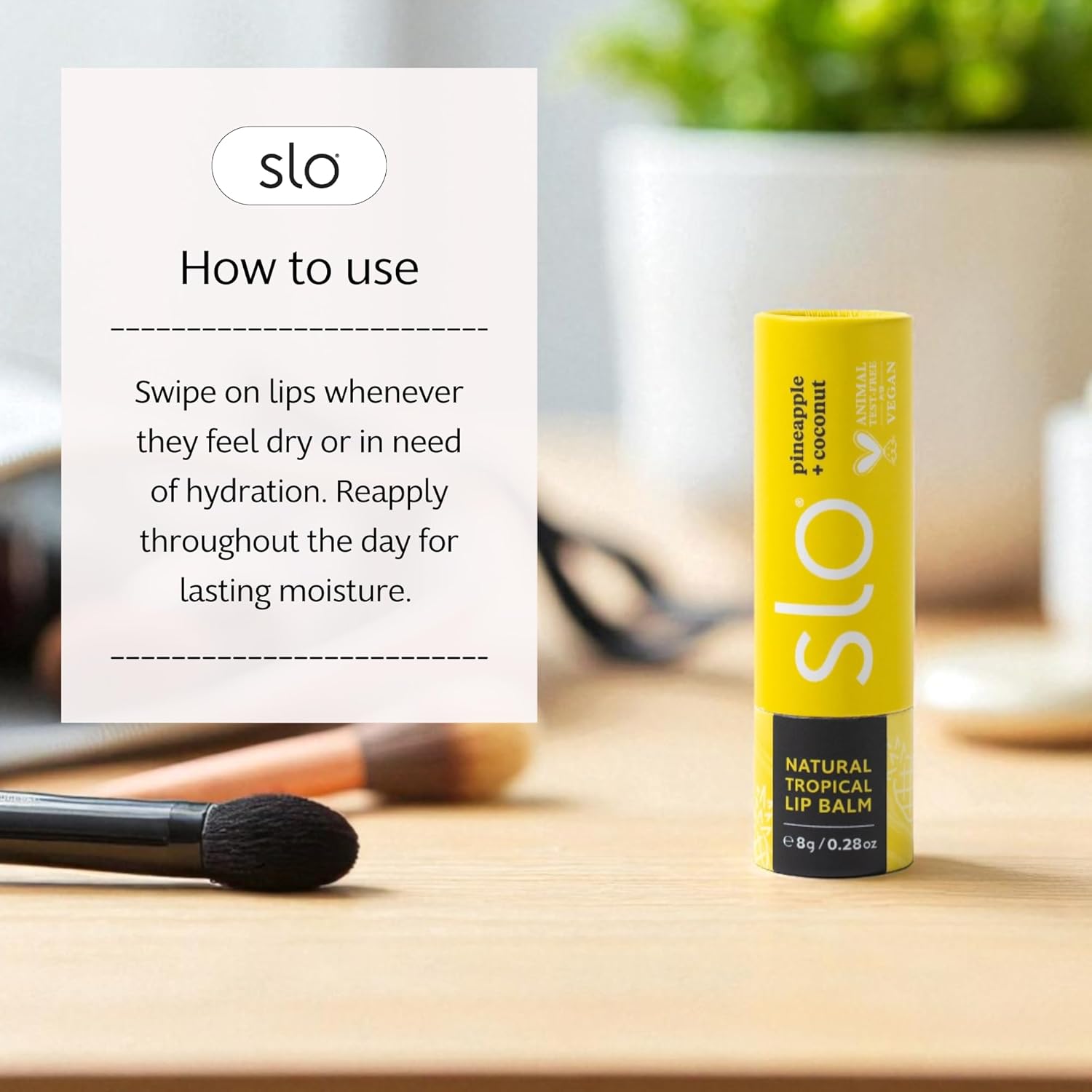Slo | Natural Lip Balm - All Natural Ingredients, Vegan & Cruelty Free, Hydrating & Soothing, Plastic Free | Raspberry + Rosehip & Vanilla + Cacao & Pina Colada + Zinc | 3 Pack (3 x 0.28oz/8g)