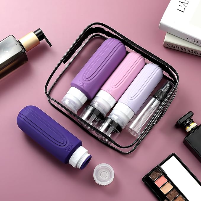 16 Pack Travel Bottles for Toiletries, Oversize 6oz Silicone Travel Containers, Leak Proof Refillable Liquid Shampoo And Conditioner Travel Essentials