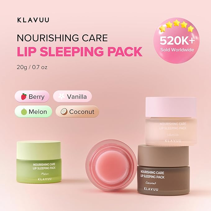 Klavuu Lip Mask Sleeping Pack (0.7oz) – Overnight Deep Hydrating Korean Lip Balm Treatment for Very Dry, Chapped Lips | Lip Lightening & Plumping with Instant Hydration | Gentle Exfoliating (Melon)
