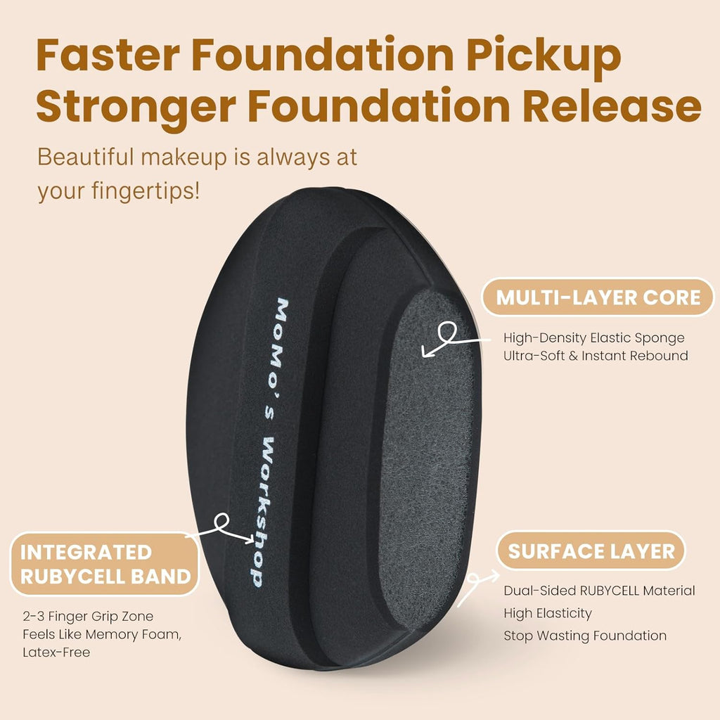 Momo's Workshop Makeup Sponge Puff, Large Beauty Puff for Quick Flawless Makeup, Concealer Puff for Liquid & Cream Foundation 3pcs