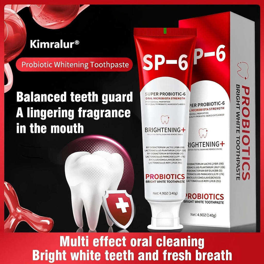 Sp-6 Probiotics Whitening Toothpaste, Sp-6 Ultra Whitening Toothpaste, Enhanced Formula with Enamel-Safe, Fluoride-Free, Fresh Breath Mint Flavor for Oral Health (1)