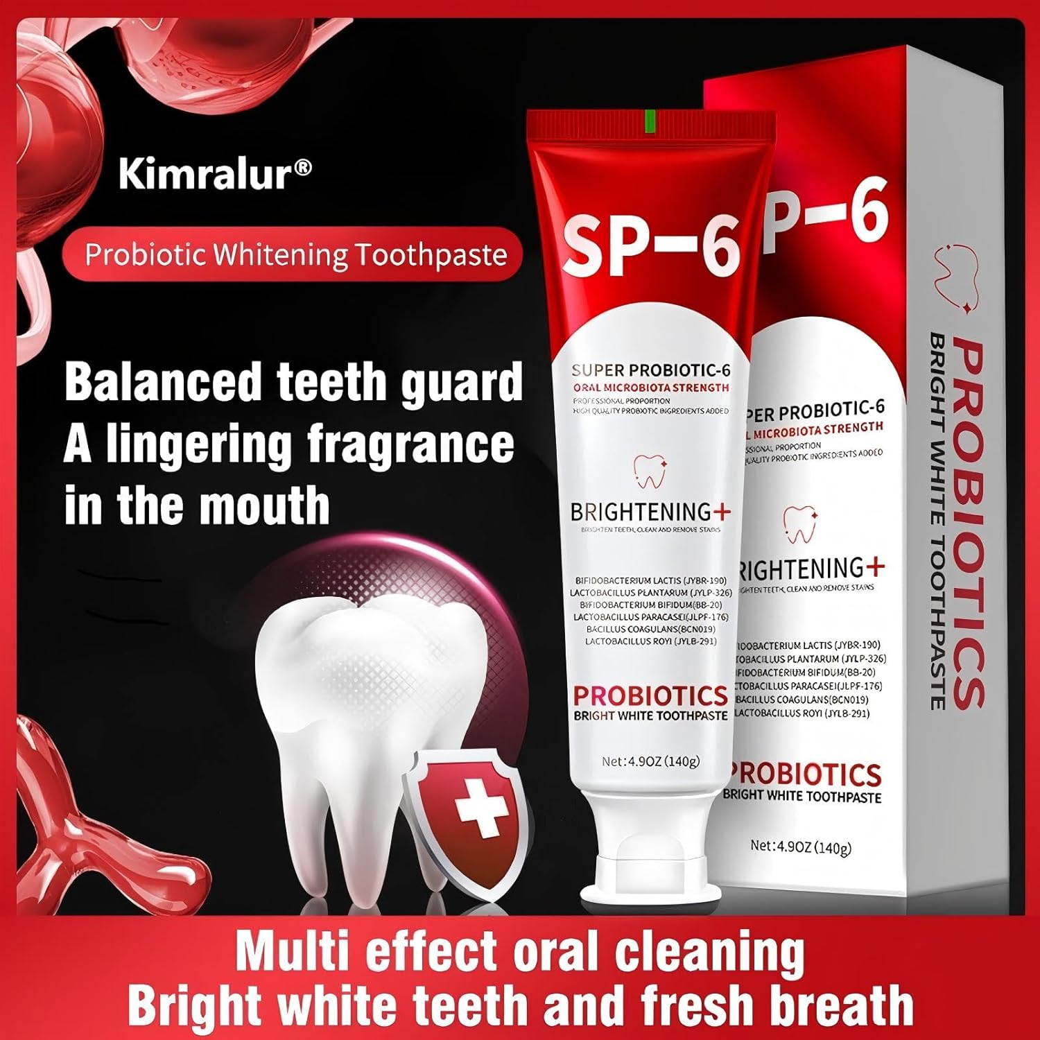 Sp-6 Probiotics Whitening Toothpaste, Sp-6 Ultra Whitening Toothpaste, Enhanced Formula with Enamel-Safe, Fluoride-Free, Fresh Breath Mint Flavor for Oral Health (1)