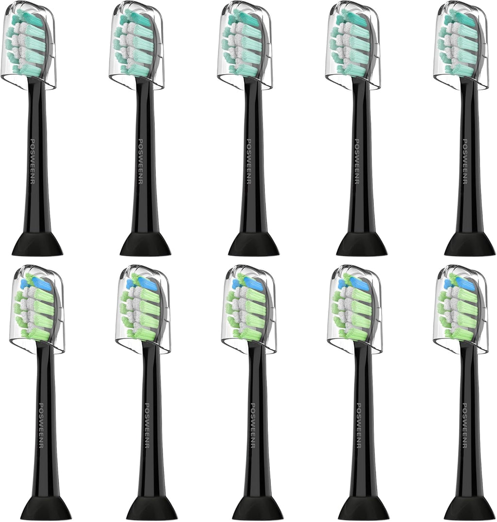 Replacement Toothbrush Heads for Philips Sonicare Replacement Heads Compatible Electric Toothbrush Heads, 10 Pack, Black