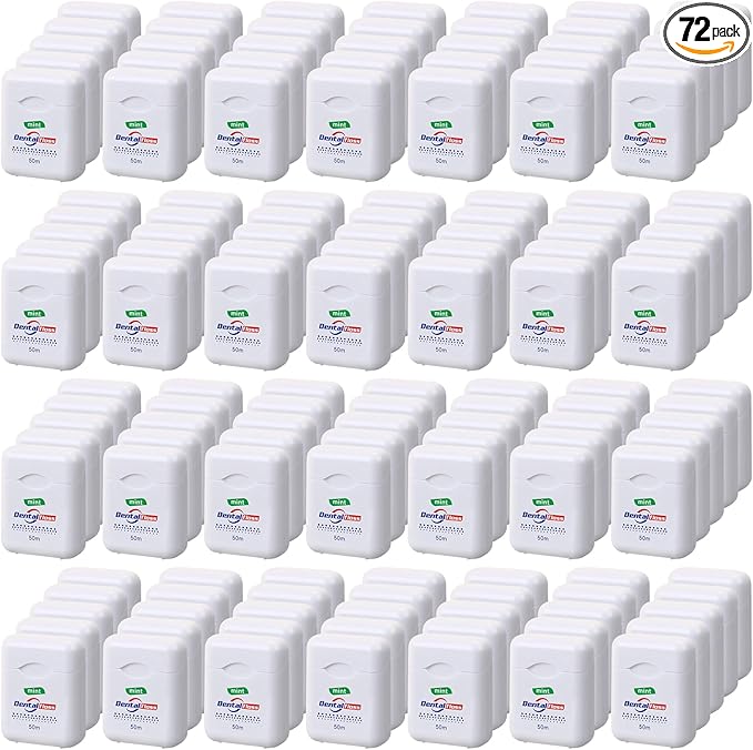 Geiserailie 72 Pack Dental Floss Bulk Mint Flavored 50m Each Travel Dental Floss Waxed Oral Care for Teeth and Gum Protection(White)