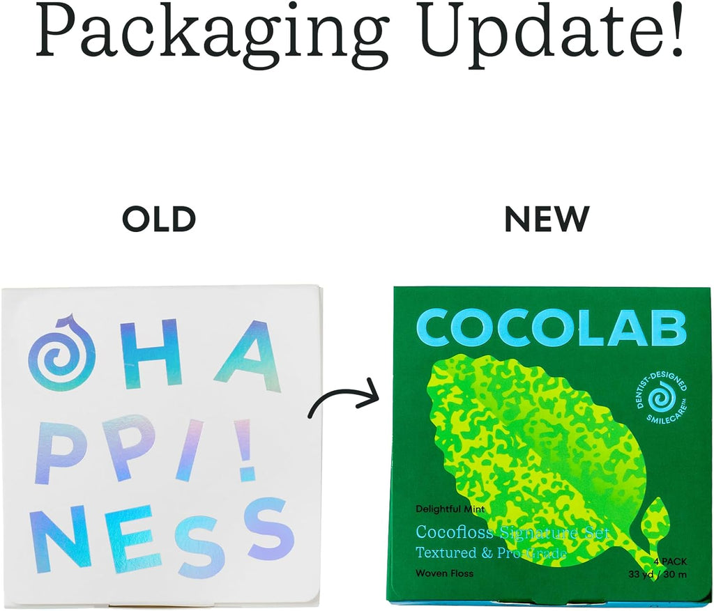 Cocofloss Woven Dental Floss, Dentist-Designed Oral Care, Mint, Waxed, Expanding, Vegan, Kid-Friendly String Floss with Coconut Oil, 4 Spools (33 yd Each)