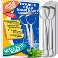 Double-Headed Tongue Scrapers (Pack of 2) for Adults & Kids with Travel Cases, 100% Stainless Steel, Gentle & Durable Scrapers. (2 Tongue Scrapers)
