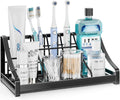 Toothbrush Holder Instant-Dry Organizer - Bathroom Countertop Organizer Kids Electric Toothbrush Toothpaste Holders - 7 Slots Bathroom Sink Accessories Storage Tooth Brush Counter Organization, Black