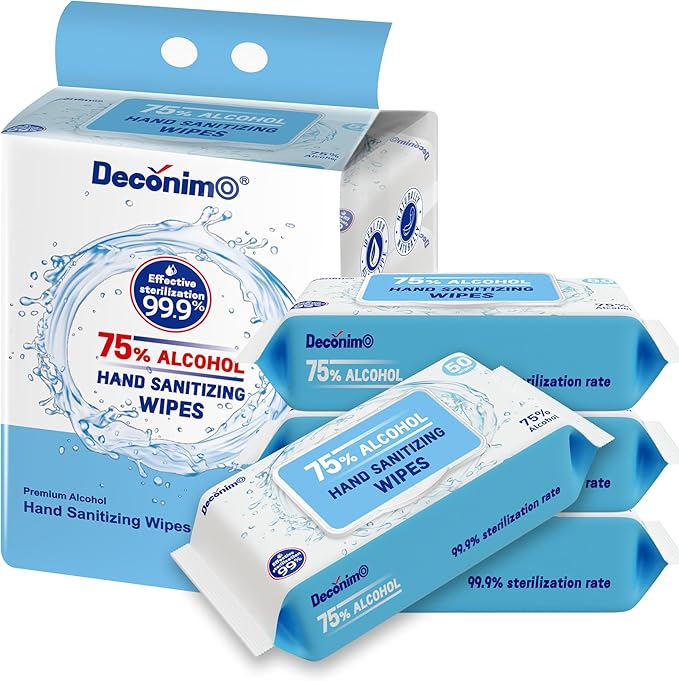 Advanced Large 75% Alcohol Hand Sanitizing Wipes, 4 Packs of 50 (200 Wipes) - (Each Wipe Size 6" x 8")