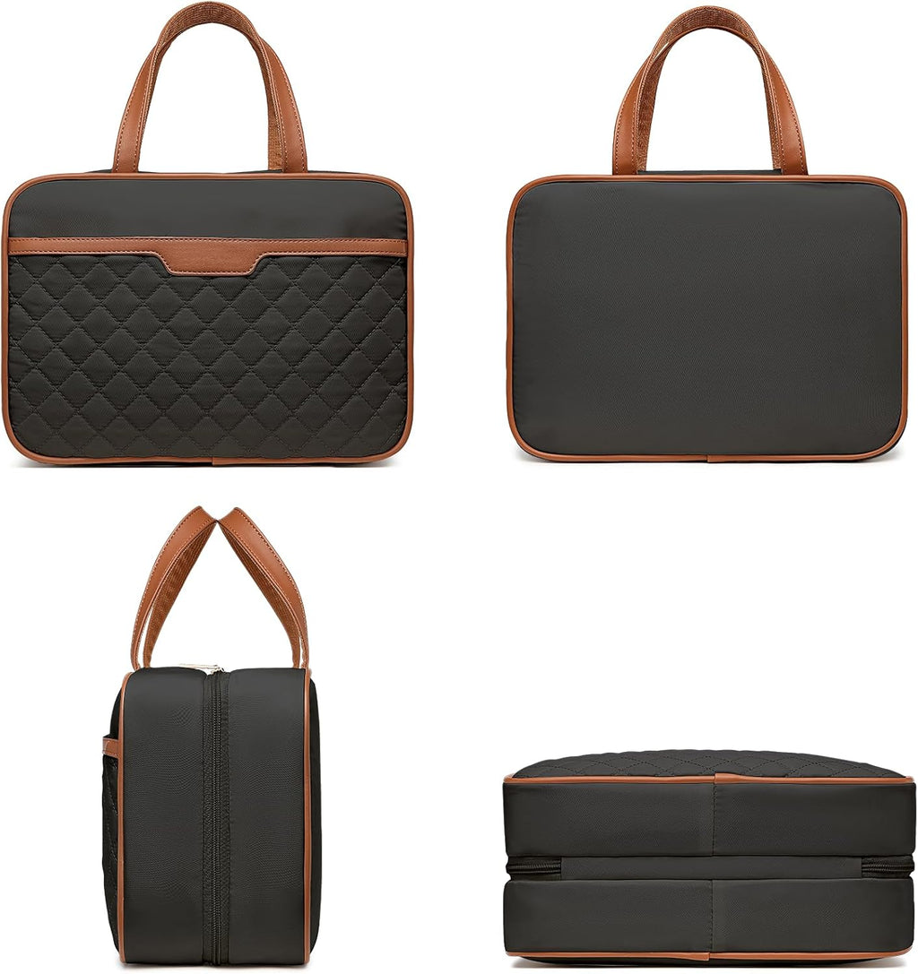 Travel Toiletry Organizer - Hanging Toiletry Bag for Full-sized Toiletries, Portable Water-resistant with Hanging Hook and 4 Compartments for Travel Essentials and Cosmetics