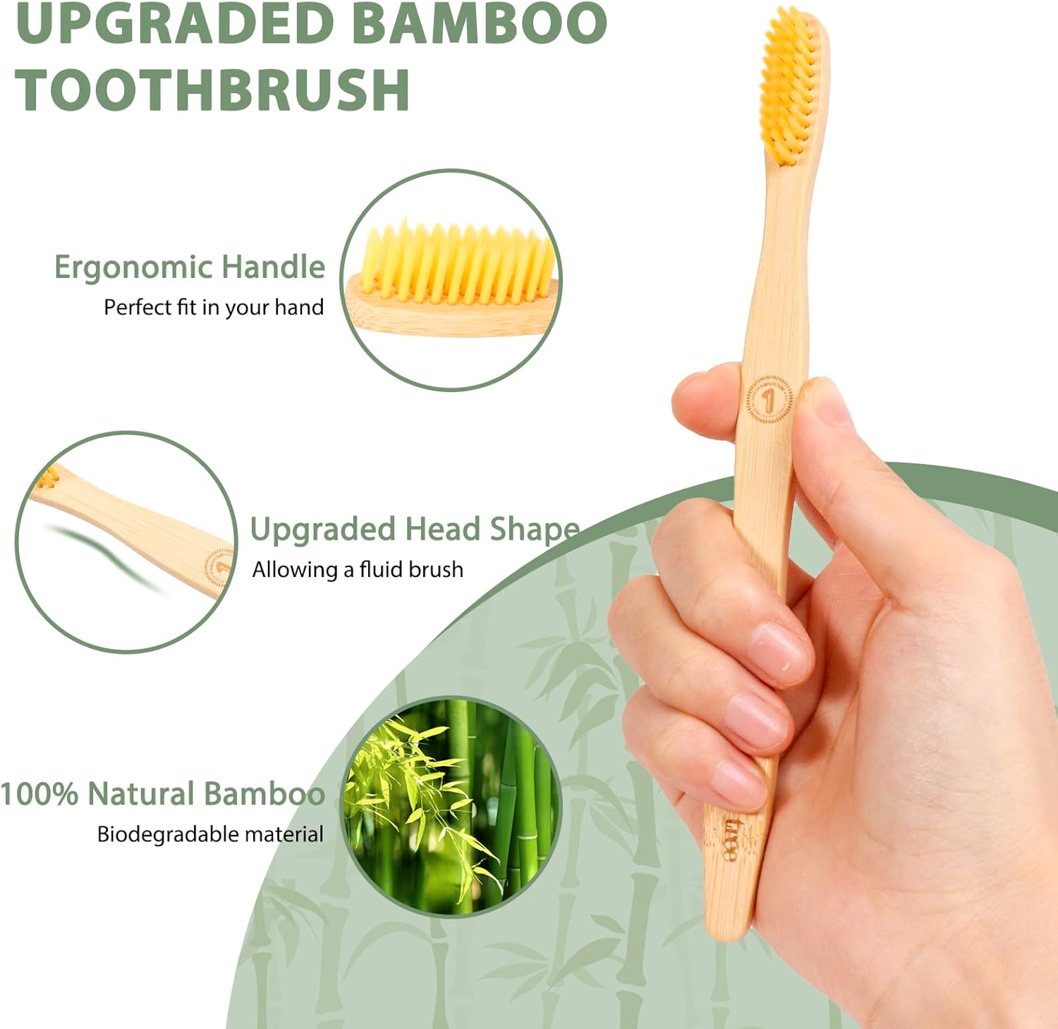 20 Count Bamboo Toothbrushes - BPA Free Soft Bristles Natural Toothbrush Set - Biodegradable & Compostable Eco-Friendly Wooden Toothbrush, Multicolor