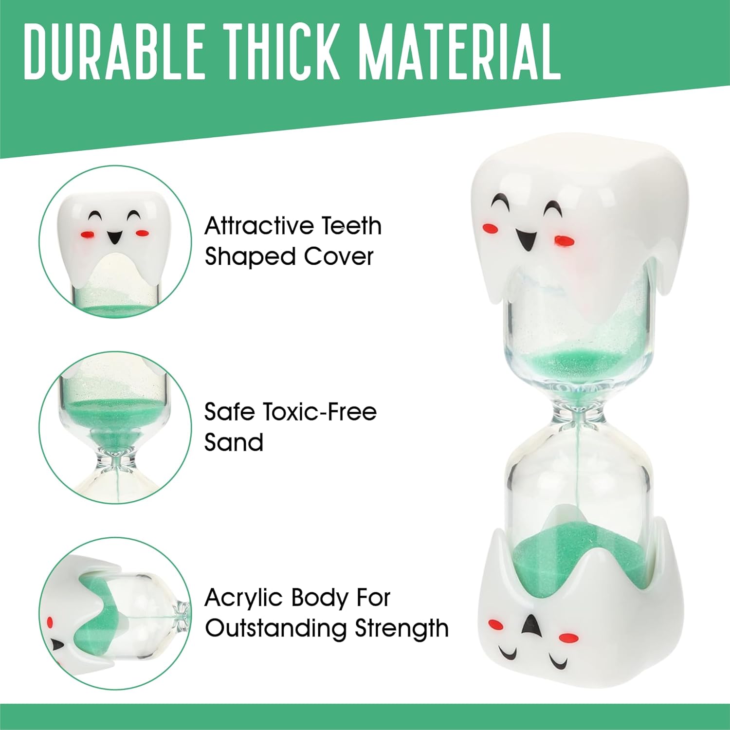 2 Minute Toothbrush Sand Timer for Kids - Single Large Pack Smiley Hour Glass