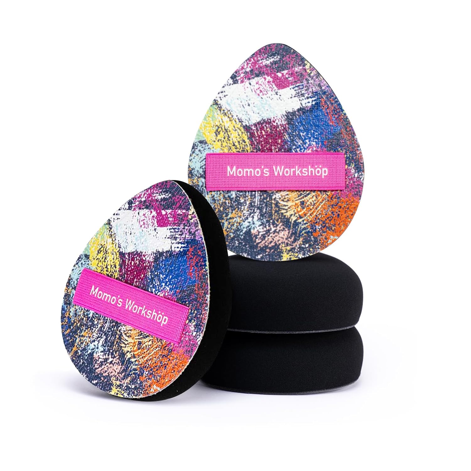 Momo's Workshop Graffiti Denim Egg Makeup Sponge 2-Pack,Ultra Firm Bounce Rubycell Sponge for Liquid-Full Coverage Foundation,for Dry/Combination Skin,Travel Friendly,2pcs &Storage Case