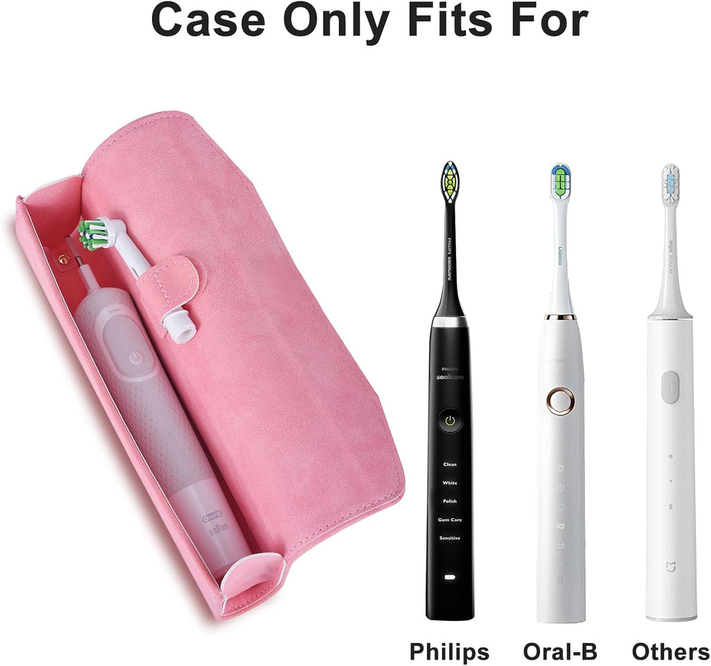 Leather toothbrush travel case, suitable for Oral-B/Oral-B Pro/Philips Sonicare electric toothbrushes, portable magnetic opening and closing protective bag