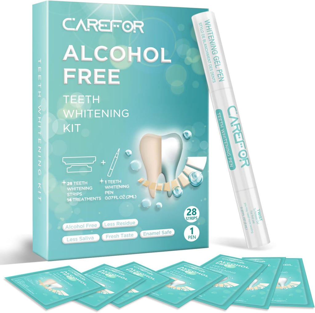 Teeth Whitening Strips 14 Treatments Kit - Contain Teeth Whitening Pen，Sensitive Teeth Whitener, Hydrogen Peroxide Teeth Whitener for Coffee, Wine, Tobacco, and Other Stains (28 Strips)