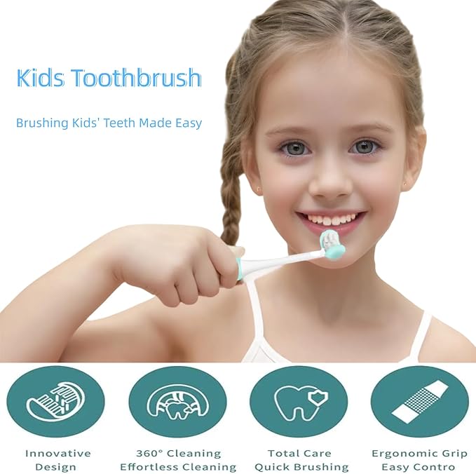 Toddler Toothbrushes, Girls Toothbrush for Kids 8-12,Toothbrushes Soft Bristles,Soft and Gentle for Complete Tooth and Gum Care