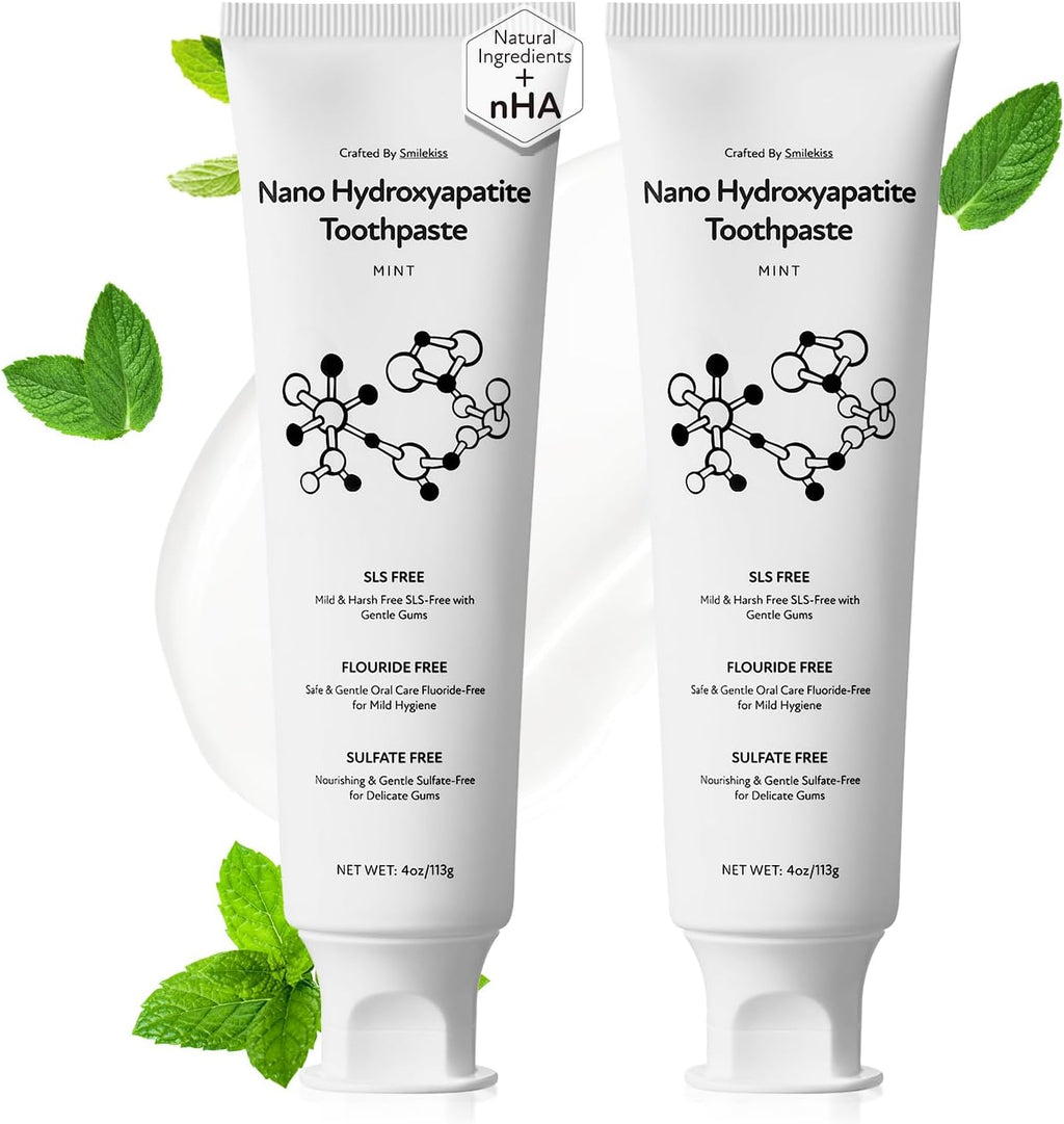 Fluoride Free Toothpaste with Nano Hydroxyapatite – Dentist Recommended for Remineralizing & Sensitive Teeth Relief – Mild Mint Natural Toothpaste for Adults & Kids, 8oz