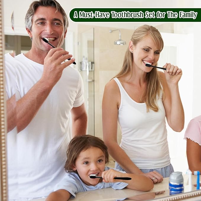 100 Pcs Nano Toothbrush 6.7" Micro Fur Extra Soft Bristle Wavy Head for Adults, Gentle for Sensitive Gums & Recession, Oral Care(Black & White)