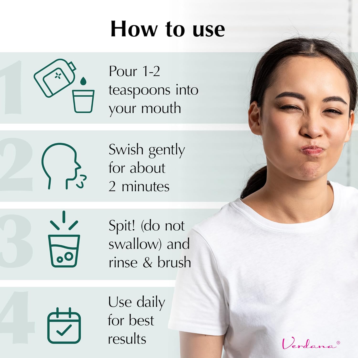 Verdana Organic Oil Pulling Mouthwash – 16 oz Cinnamon & Clove – USDA Organic Coconut Oil Rinse for Teeth & Gums – Alcohol-Free, Fluoride-Free Natural Mouthwash for Fresh Breath & Gum Health