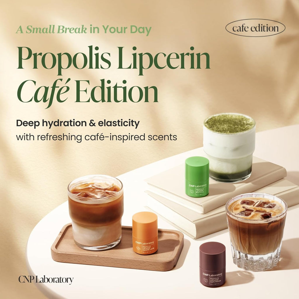 CNP Café Lip Butter - Propolis Lipcerin™ 07 Matcha, Hydrating Overnight Manuka Lip Balm & Mask, 12hr Long-Lasting Moisture, Korean Skin Care, 0.5 fl.oz.