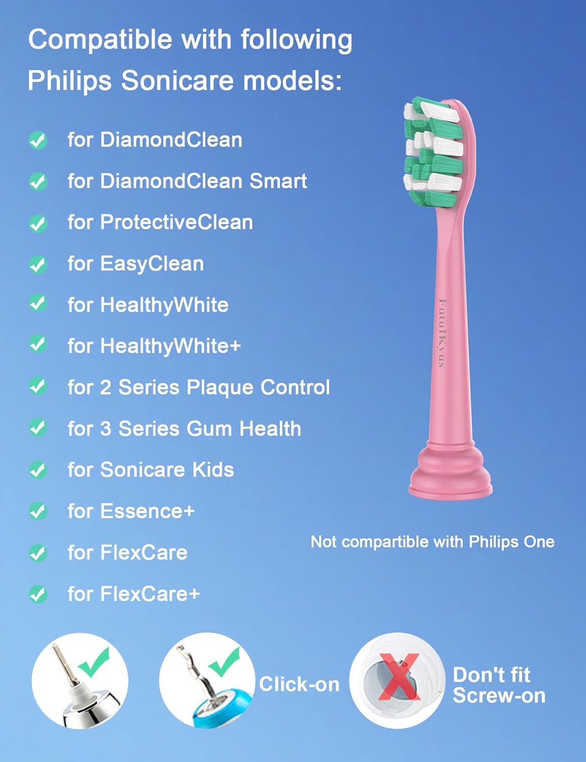 Toothbrush Replacement Heads for Philips Sonicare Plaque Control Simply Clean 4100 5100 Electric Brush Head, 10 Pack, Pink