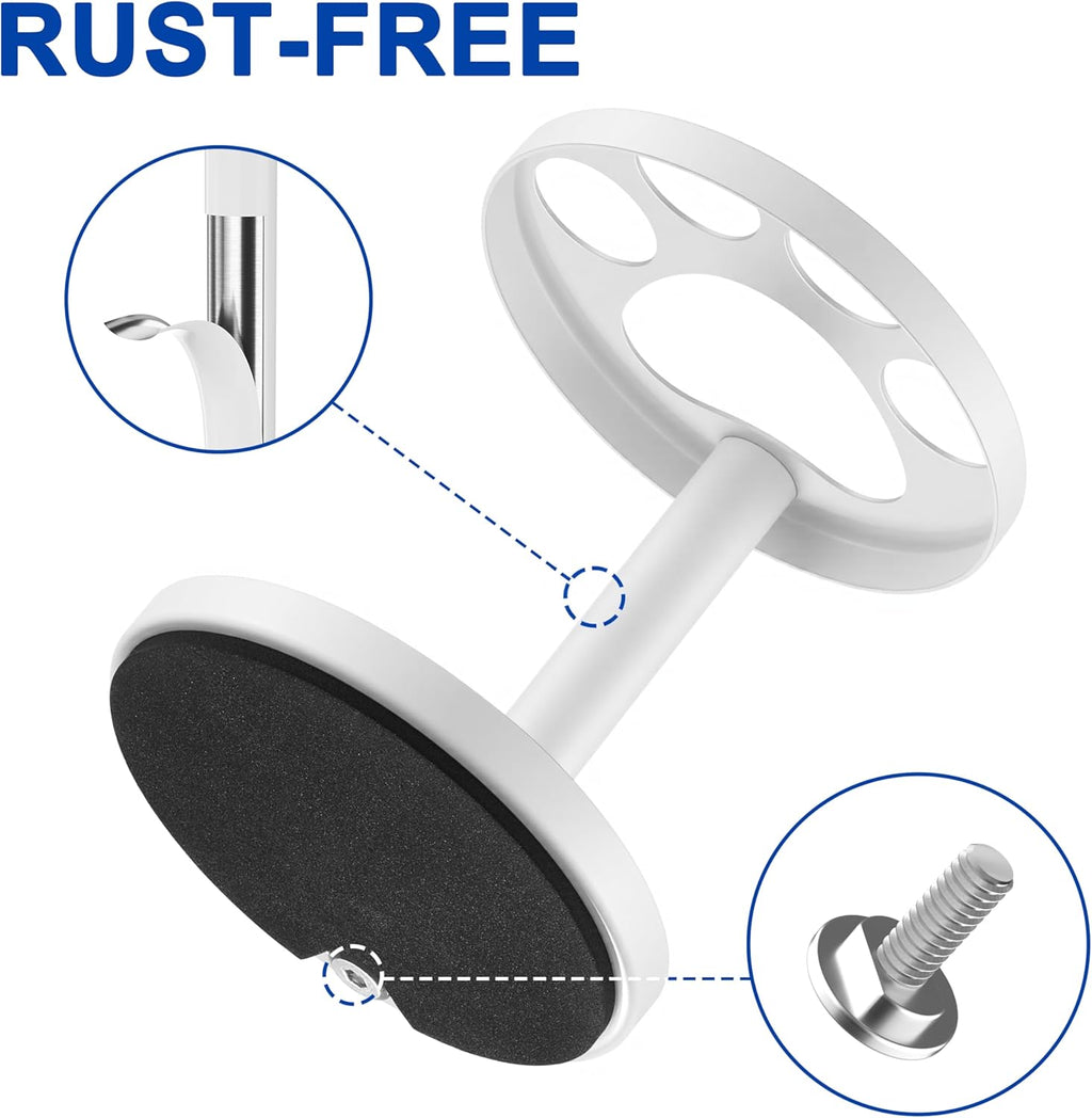 Metal Toothbrush Holder Stand for Bathroom: Stainless Steel Ventilated Organizer with Slots for Electric Toothbrushes, Toothpaste, Razors & Small Comb, Unique Footprint Base Design, White
