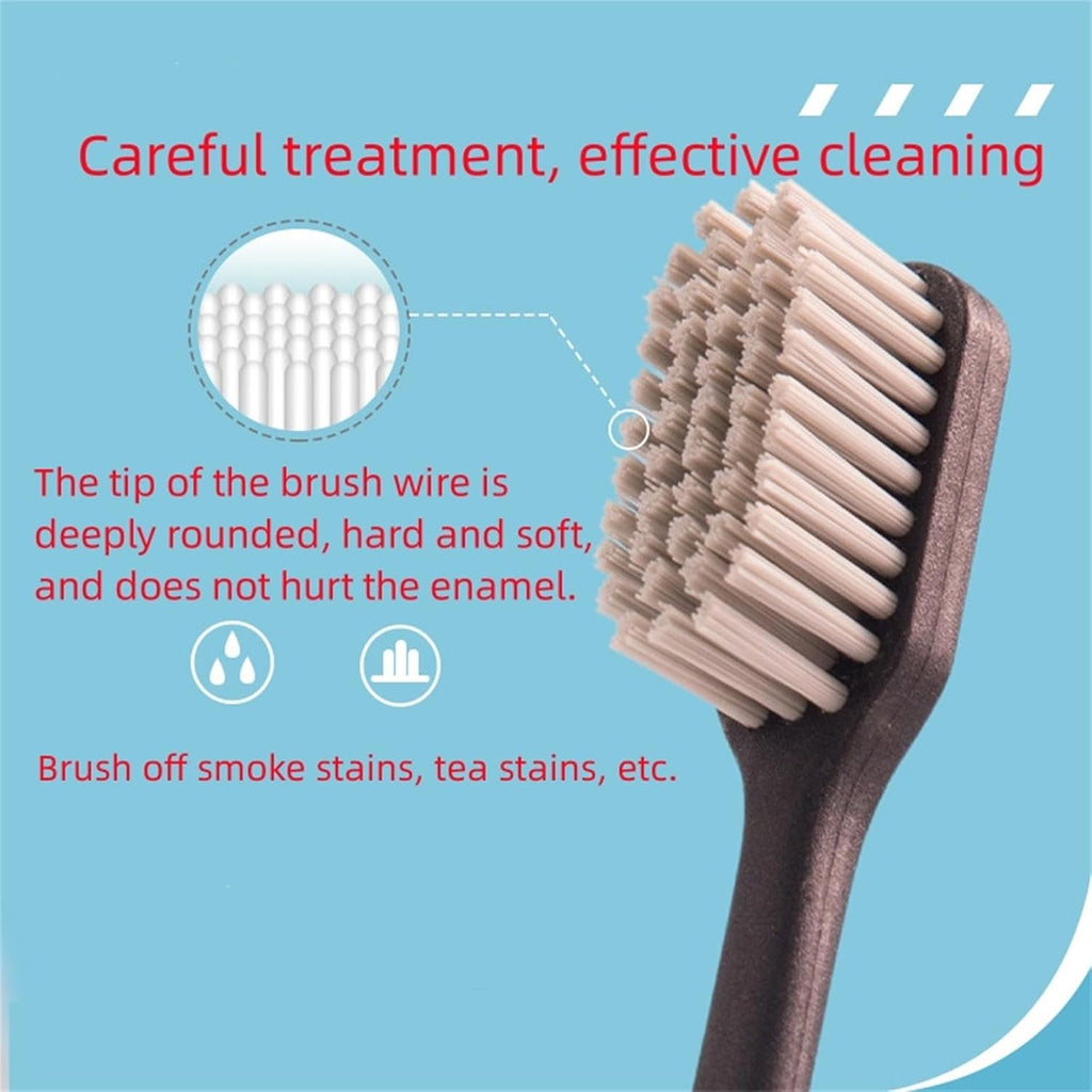 Adult Manual Hard-bristled Toothbrush with Cover, Wide Head Medium Size,for Cleaning Smoke Stain, Tartar, Coffee Stain, Tea Stain.【Hard Bristle Brown toothbrushes, 5 Count (Pack of 1)】