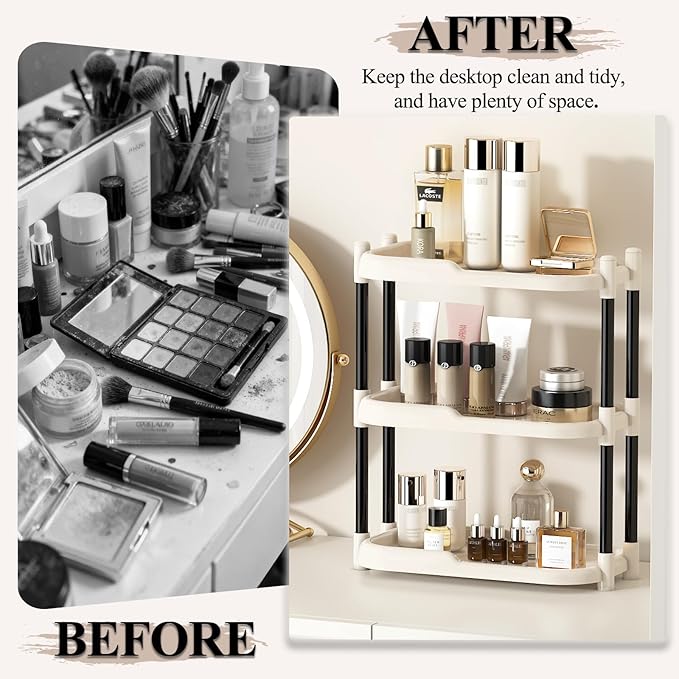 MARTY Bathroom Counter Organizer 3 Tier Makeup Organizer Countertop for Vanity Skincare Perfume Cosmetic Holder Spice Rack Storage Shelf for Bathroom Dresser Kitchen Coffee