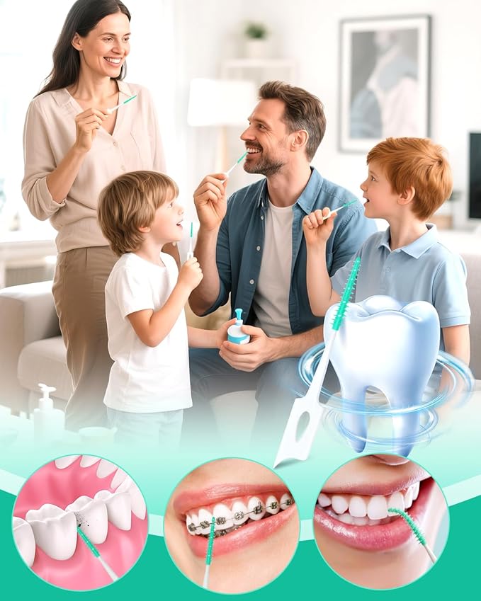 220 PCS Dental Floss Picks, Soft Silicone interdental Brush, Floss Picks for Teeth, Toothpicks Brush Between Teeth, Tooth Flossing Brush with Case, Disposable for Teeth Cleaning, Green Color