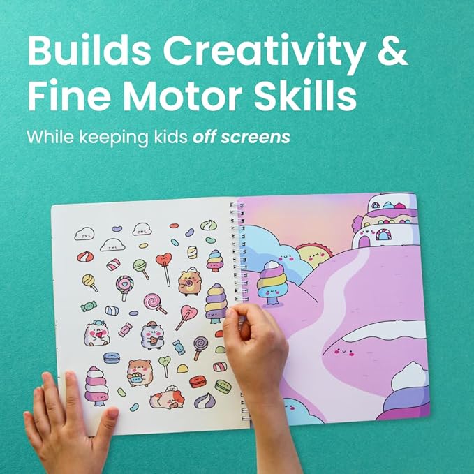 Cupkin Hamsters Sticker Book Activity for Kids, Toddler Airplane Travel Essentials, 300+ Brogs Stickers for Kids + 8 Scenes + Coloring Book Pages, Rabbit Lover Gift, Children's Crafts Ages 2-8