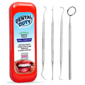 Dental Duty Dental Tools, Dental Pick for Teeth Cleaning Tools – Plaque Remover for Teeth with Teeth Cleaning Kit - Stainless Steel Dental Mirror for Teeth, Scraper and Scaler, (Red)