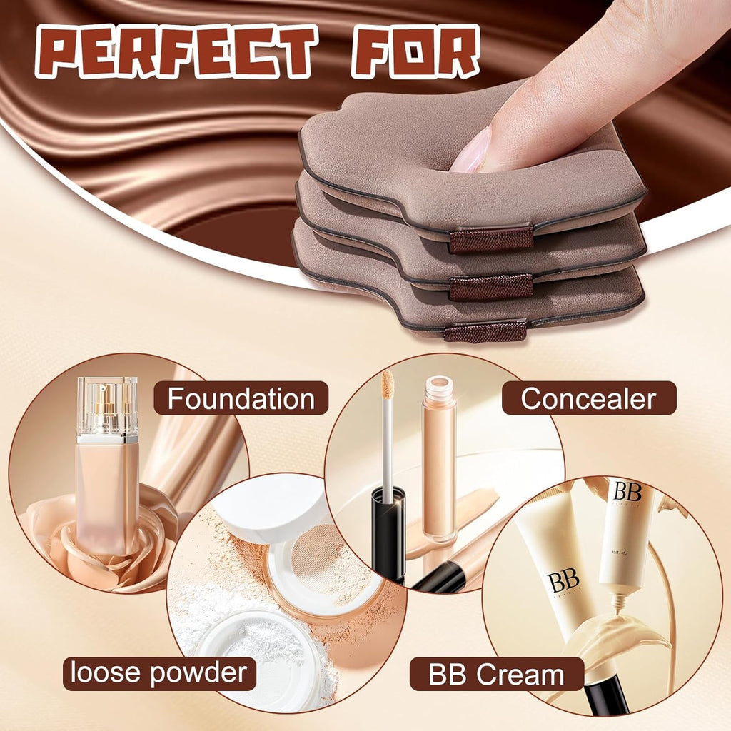 2 Box of 12 Pcs Guoxiaoniu Makeup Puff, Guoxiaoniu Chocolate Color Quick Makeup Mini Foundation Puff Set, Sponge Cushion Puff for Liquid & Powder Foundation