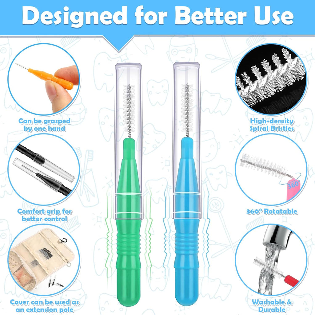 120Pcs Interdental Brushes, 360° Bendable Soft Bristles Braces Flossers Brush Dental Brushes Between Teeth Dental Floss Picks for Gum Braces Oral Teeth Cleaning Tool