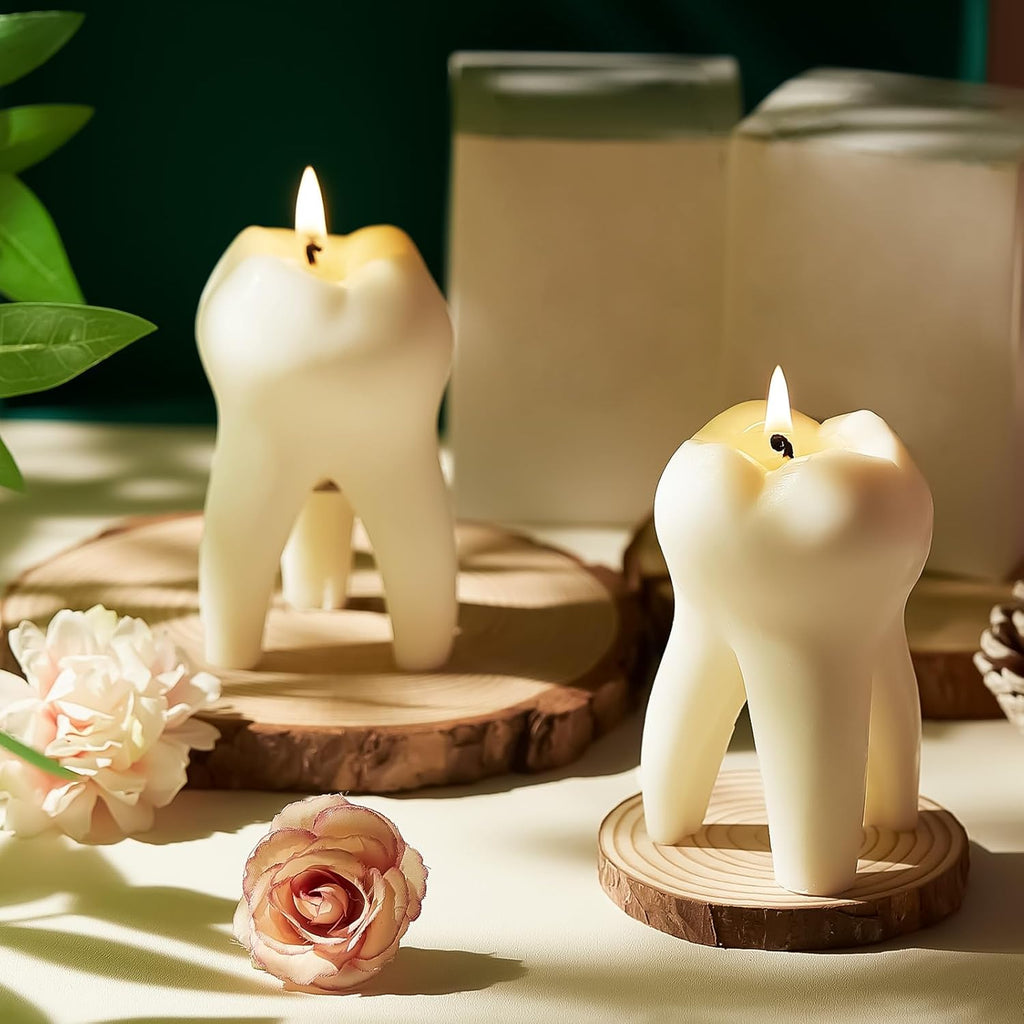 2 Pcs Tooth Scented Candle Cute Dentist Graduation Gift Decorative Aromatherapy Candles for Dental Hygienist Assistant Gifts Clinic Desk Office Decor, Natural Soy Wax, 2. 75 x 3. 93 Inch
