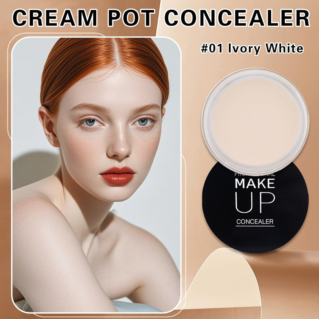 White Concealer Full Coverage,Cream Tattoo Cover up Makeup,Under Eye Color Corrector for Dark Circles,Pro Concealer with Primer Sponge,Long-lasting Corrector de Ojeras (01 Ivory White)