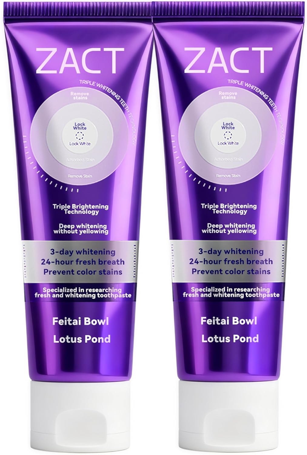 Purple Color Corrector & Whitening Toothpaste, Fluoride-Free for Sensitive Teeth, Deep Stain Remover to Eliminate Plaque & Freshen Breath, Enamel Safe (2)