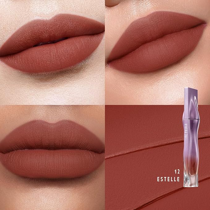 NEBULA VELVET LIP CREAM-Long Lasting Lip Stain, Waterproof and Transferproof Lip Tint, Matte Finish, Smooth Out Lip Lines, Lightweight & High Coverage, Stocking Stuffers (12 ESTELLE)