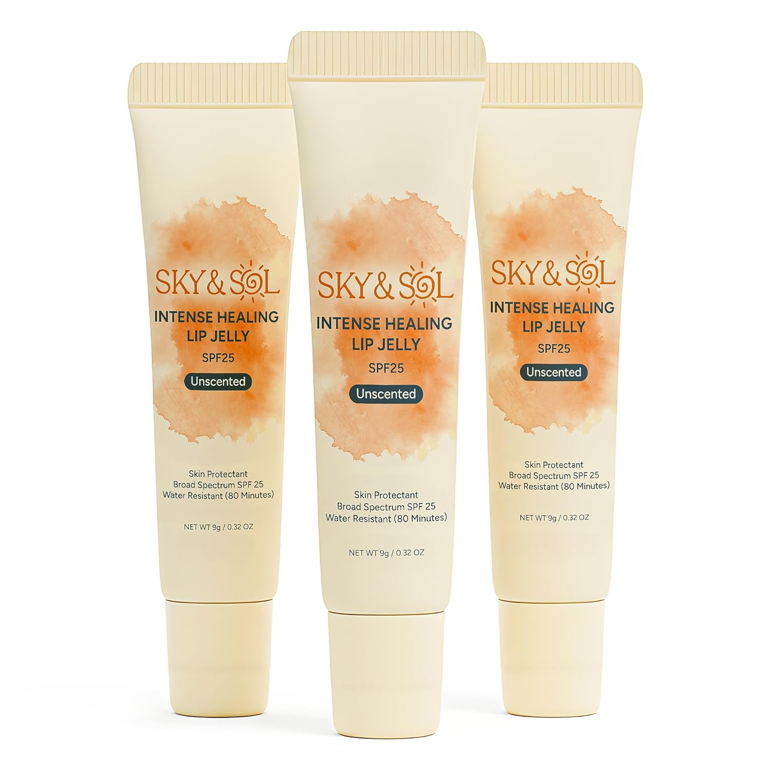Sky & Sol Lip Jelly SPF 25 – 3 Pack Natural Hydrating Lip Balm with Broad-Spectrum Sun Protection and Primer, Water-Resistant for Smooth, Plump & Rosy Lips.