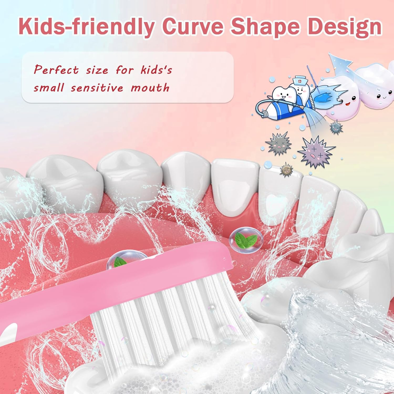 Kids Toothbrush Heads Compatible with Electric Philips Sonicare Handle 6032/94 6321 6340 6042 6320 6330, Replacement Heads Compact for Child 3-7 Years Old, Mini Brush Heads with Caps,8 Pack Green&Pink