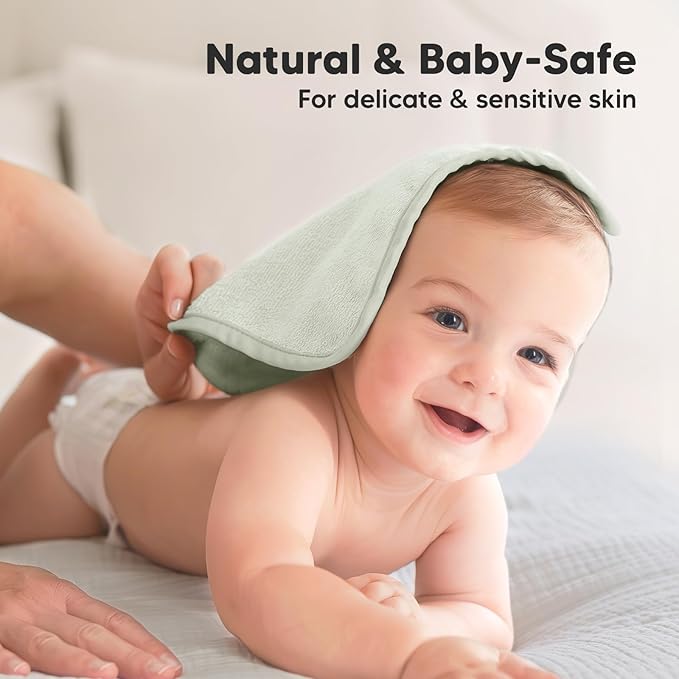 6-Pack Baby Washcloths - Soft Absorbent Viscose from Bamboo Wash Cloths for Babies, Kids, Toddlers, Infant, Newborn Bath Towels, Gentle on Sensitive Skin, 10x10 Reusable Face Towels (Dove)