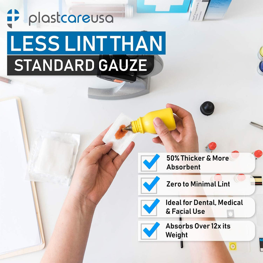 1000 Count 2x2 Gauze Pads - Soft 4-Ply Non Woven Sponges - Non Sterile Dental & Esthetic Wipes - All Purpose Medical Gauze Squares for First Aid, Surgical, Wound Dressing (5 Packs of 200)