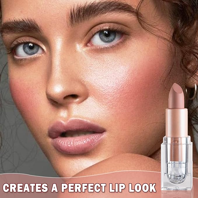 Matte Nude Lipstick Velvet Lip Gloss Non-Fading Non-Sticky Cup Nude Lipstick Matte Lip Stain Long Lasting Waterproof Lipstick for Women Girls Daily Lip Makeup - Flesh Pink