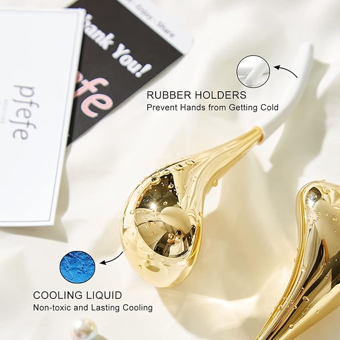 pfefe Cryo Sticks for Face, Ice Globes Cryo Globes for Facials, Esthetician Supplies Gifts, Unbreakable Stainless Steel Ice Roller Cooling Spa Balls with Storage Case