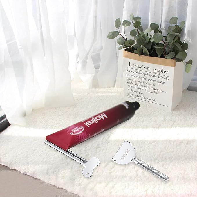 ZOCONE Toothpaste Squeezer, 12pcs Metal Tube Squeezer Key Stainless Steel Toothpaste Roller Tube Wringer for Paint, Cream, Cosmetic and Hair Dye(D)