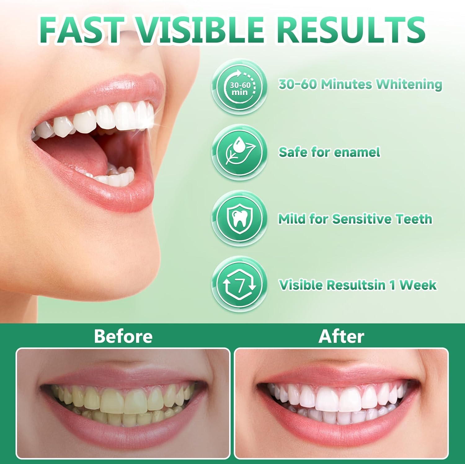 Teeth Whitening Strips for Sensitive, 42 Strips Whitener Safe Whitestrip, Deep Stains Removal Tooth Whitening, Enamel Safe Non-Slip Dry Strip Technology for Whiter Teeth,Coconut