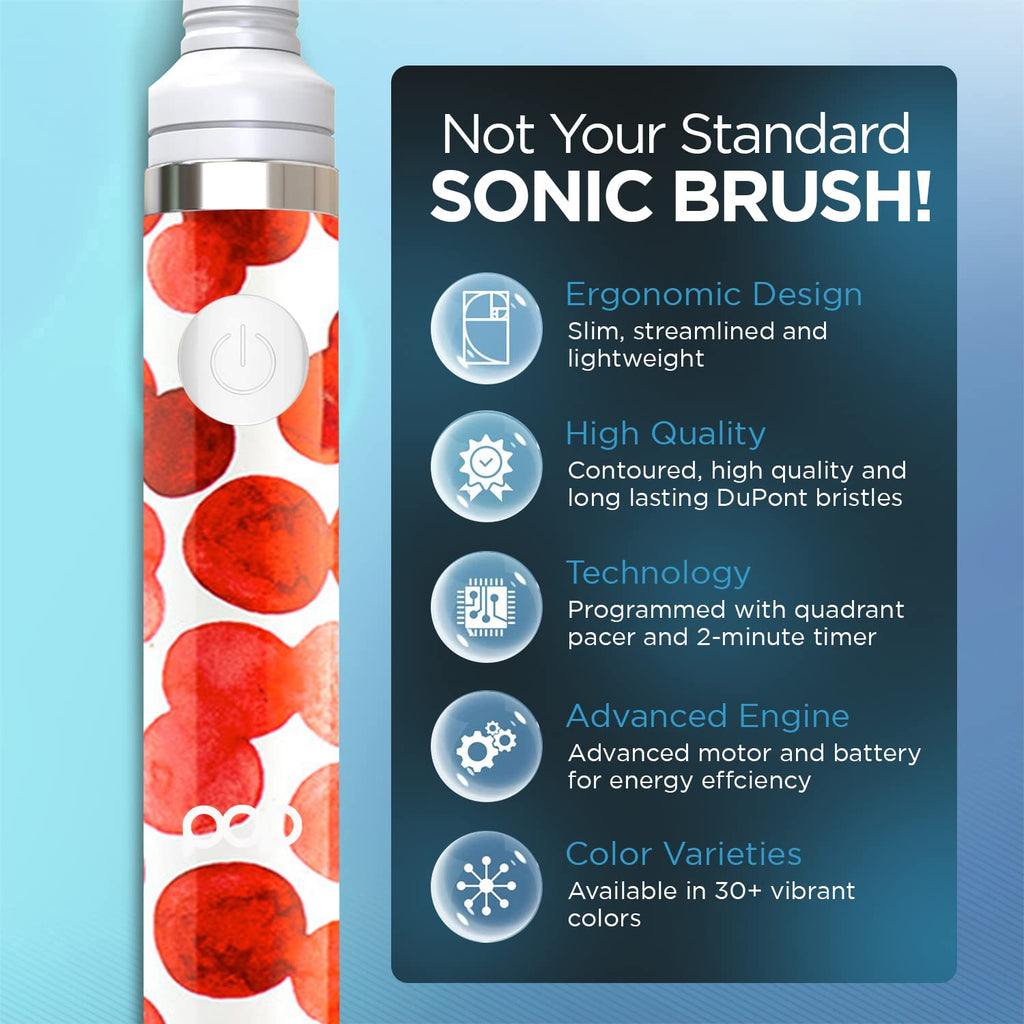 Pop Sonic Electric Toothbrush (Red Bubbles) - Travel Toothbrushes w/AAA Battery | Kids Electric Toothbrushes with 2 Speed & 15,000-30,000 Strokes/Minute, Dupont Nylon Bristles