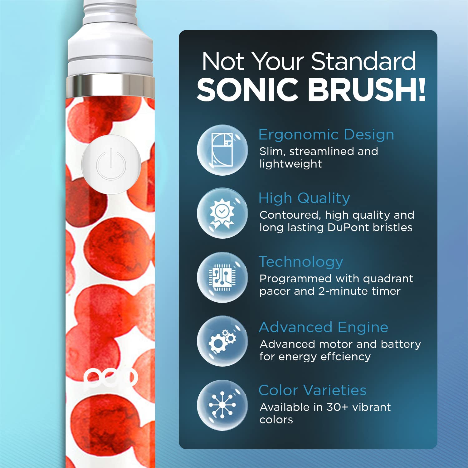 Pop Sonic Electric Toothbrush (Red Bubbles) - Travel Toothbrushes w/AAA Battery | Kids Electric Toothbrushes with 2 Speed & 15,000-30,000 Strokes/Minute, Dupont Nylon Bristles