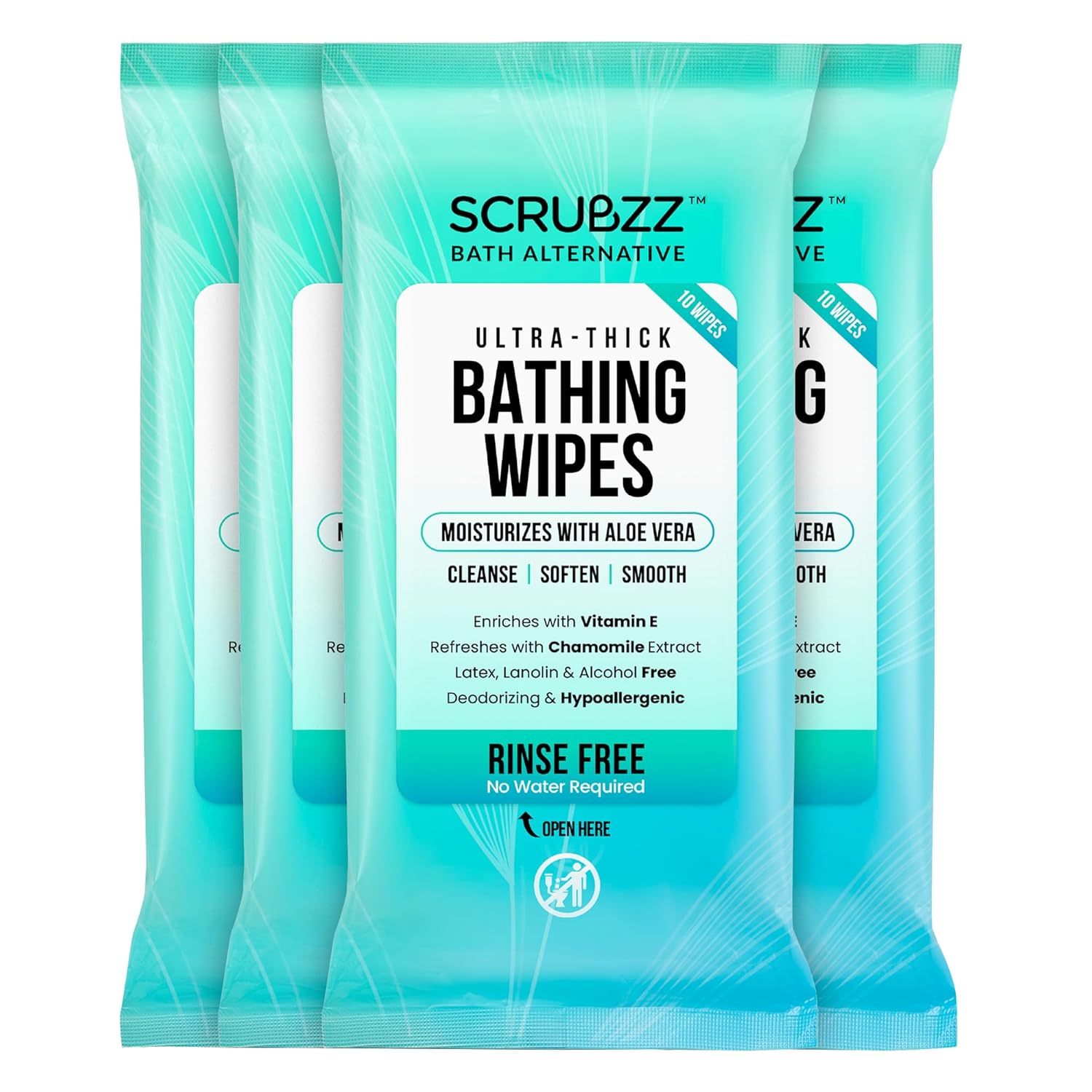 Extra Large Bath Wipes for Adults No Rinse - 40 Disposable Body Cleansing Cloths for Men, Women & Elderly - Great for Gym, Camping, Post Surgery